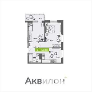 2-к квартира, вторичка, 51м2, 13/16 этаж