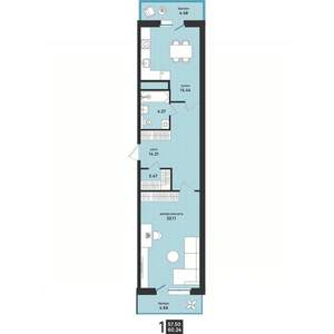 2-к квартира, вторичка, 60м2, 6/13 этаж