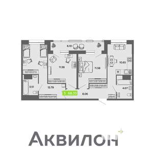 3-к квартира, вторичка, 68м2, 11/16 этаж