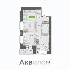 2-к квартира, сданный дом, 53м2, 4/11 этаж