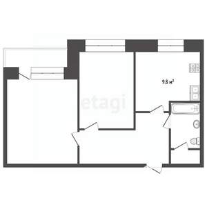 2-к квартира, вторичка, 53м2, 4/9 этаж