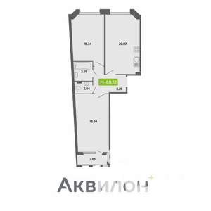 2-к квартира, вторичка, 68м2, 4/4 этаж