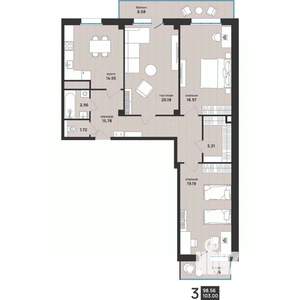 3-к квартира, вторичка, 103м2, 3/16 этаж