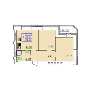 2-к квартира, вторичка, 52м2, 4/9 этаж