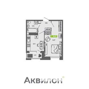 1-к квартира, вторичка, 34м2, 14/16 этаж