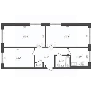 3-к квартира, вторичка, 61м2, 1/5 этаж