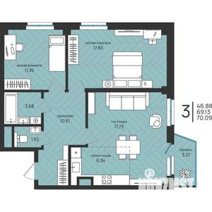 3-к квартира, вторичка, 70м2, 16/16 этаж