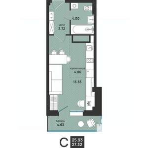 Студия квартира, вторичка, 27м2, 10/13 этаж