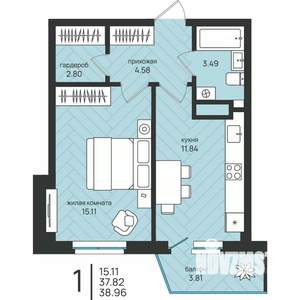 1-к квартира, вторичка, 39м2, 5/16 этаж