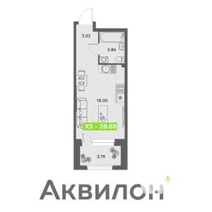 Студия квартира, вторичка, 29м2, 3/32 этаж
