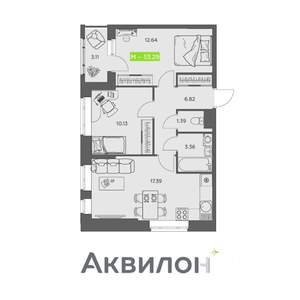 2-к квартира, вторичка, 53м2, 13/16 этаж