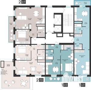 2-к квартира, вторичка, 57м2, 12/13 этаж