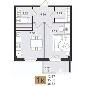 1-к квартира, вторичка, 37м2, 4/16 этаж