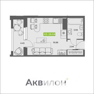 Студия квартира, вторичка, 26м2, 11/16 этаж