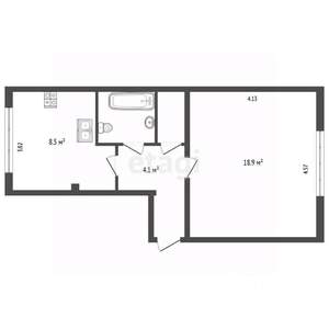 1-к квартира, вторичка, 36м2, 2/2 этаж