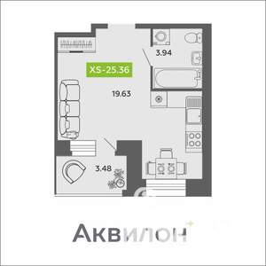 Студия квартира, вторичка, 25м2, 9/11 этаж