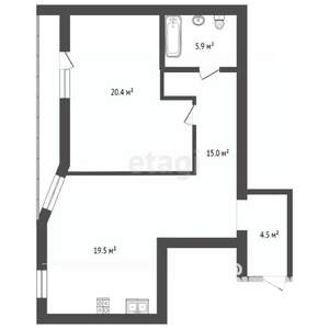 1-к квартира, вторичка, 65м2, 2/7 этаж