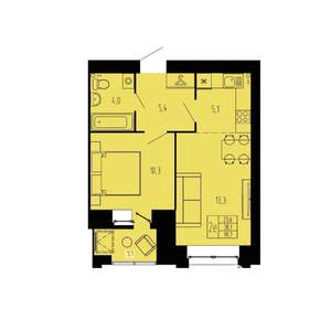 2-к квартира, строящийся дом, 40м2, 3/9 этаж