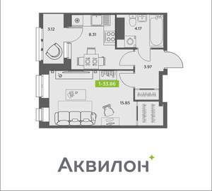 1-к квартира, вторичка, 34м2, 12/16 этаж