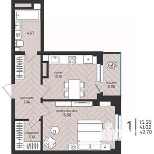 1-к квартира, вторичка, 43м2, 8/16 этаж