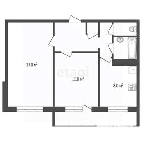 2-к квартира, вторичка, 50м2, 8/9 этаж