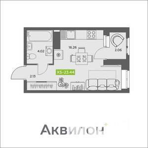 Студия квартира, вторичка, 23м2, 12/16 этаж