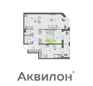 2-к квартира, вторичка, 68м2, 4/8 этаж