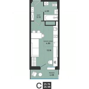 Студия квартира, вторичка, 27м2, 8/13 этаж