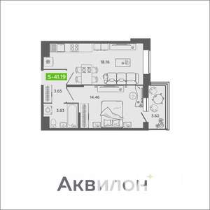 1-к квартира, вторичка, 41м2, 15/16 этаж