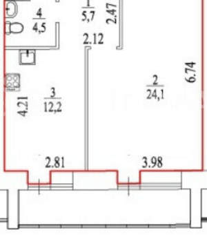 1-к квартира, вторичка, 47м2, 10/14 этаж