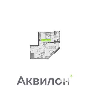 2-к квартира, строящийся дом, 47м2, 4/8 этаж