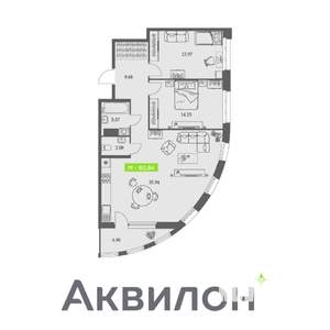 2-к квартира, вторичка, 81м2, 5/11 этаж