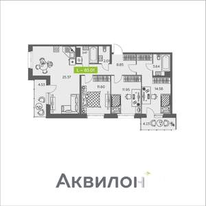 3-к квартира, вторичка, 85м2, 2/8 этаж