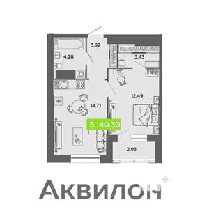 1-к квартира, вторичка, 40м2, 13/16 этаж