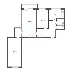 3-к квартира, вторичка, 63м2, 8/9 этаж