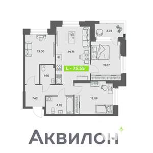 3-к квартира, вторичка, 76м2, 3/32 этаж