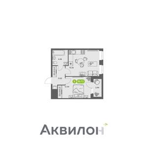 1-к квартира, вторичка, 40м2, 2/16 этаж