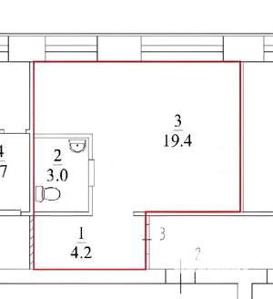 1-к квартира, вторичка, 26м2, 1/5 этаж
