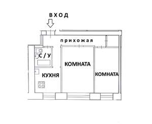 2-к квартира, вторичка, 41м2, 1/5 этаж