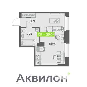 Студия квартира, вторичка, 29м2, 4/32 этаж