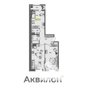 2-к квартира, вторичка, 63м2, 6/16 этаж