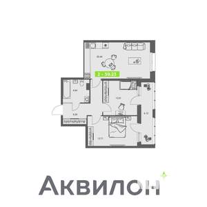 3-к квартира, строящийся дом, 59м2, 4/8 этаж