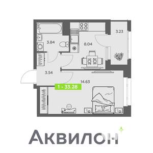 1-к квартира, вторичка, 33м2, 10/16 этаж