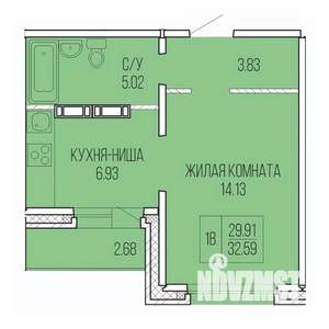 1-к квартира, вторичка, 31м2, 3/9 этаж