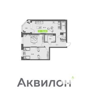 2-к квартира, вторичка, 77м2, 5/8 этаж