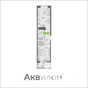 1-к квартира, вторичка, 43м2, 13/16 этаж