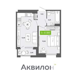 1-к квартира, вторичка, 38м2, 9/16 этаж