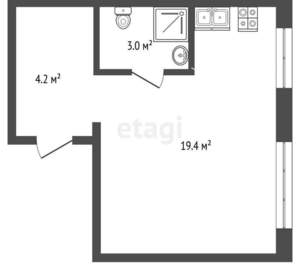 1-к квартира, вторичка, 27м2, 1/5 этаж