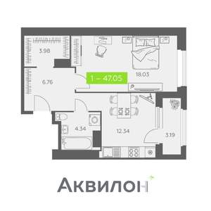 1-к квартира, вторичка, 47м2, 11/11 этаж