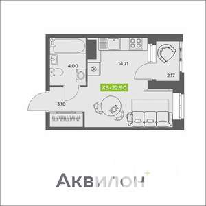 Студия квартира, вторичка, 23м2, 10/16 этаж